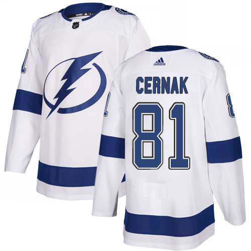 Adidas Tampa Bay Lightning #81 Erik Cernak White Road Authentic Youth Stitched NHL Jersey->youth nhl jersey->Youth Jersey